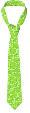 YOFIEN Corbatas de poliéster con estampado verde lima para hombre, corbatas finas y novedosas.