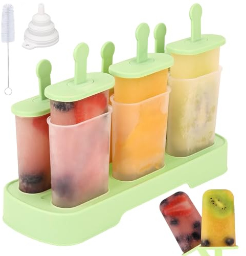 WMKGG Stieleis-Formen-Set, 6-teiliges Eisformen-Set, hausgemachte Eisform mit Stäbchen, Eis am Stiel (grün) | Hausgemacht, mit Stäbchen, Eis am Stiel