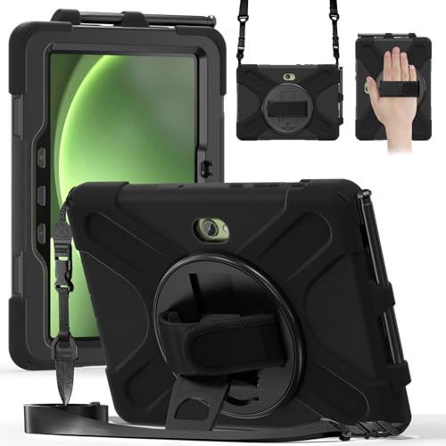 Gerutek Hülle für Samsung Galaxy Tab Active5 Pro/Active4 Pro 10,1, Schwarz | Für Active Pro 2025/2022/2019 Modell, Stoßfeste Robust Schutzhülle,360° Drehbar Stände/Handschlaufe, Schultergurt Stifthalter