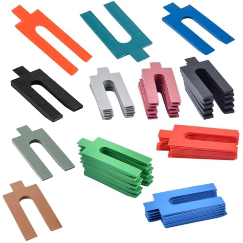 Lot de 100 emballages en plastique assortis – 6 tailles de cales et entretoises (1 mm à 6 mm) pour carrelage, sol, travail du bois et amélioration de la maison – Construction durable – nivellement