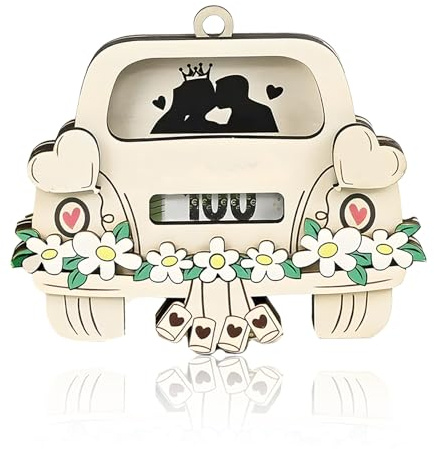 pilyero Biglietto Auguri Matrimonio, Biglietto Matrimonio Forme di Legno, Decorazione Floreale per Auto Nuziale, Adatta Come Regalo per Gli Sposi Novelli