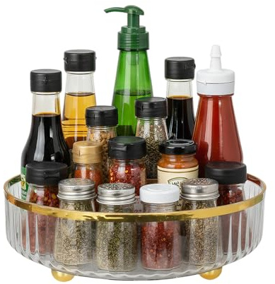 Alyxen Vassoio Girevole Cucina 360°,Vassoio Girevole Cosmetic,Anti-Scivolamento e durevole,Portaspezie Girevoles,Piatto Frigorifero,per Cucina, Bagno,Soggiorno,Per Spezie, Frutta,Snack (27 cm)