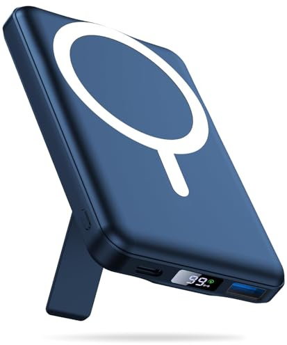 AOGUERBE Powerbank für MagSafe, 10000mAh Magnetische Power Bank für iPhone | Kabellose Externe Handyakkus 22.5W PD Schnellladung, LED-Anzeige, Typ-C Eingang & Ausgang für iPhone 17/16/15/14/13/12 Series