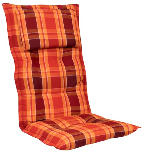 Homeoutfit24 Gartenstuhlauflagen Hochlehner, 1er Set, Rot-Kariert