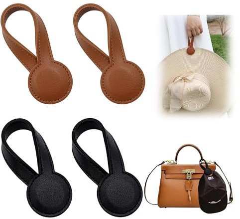 Kexayo 4 Stück Magnet Towel Holder aus Leder, Magnet Handtuchhalter aus Leder, Handtuchclips Magnetisch, Hut-Clip Magnetclips, für Reisen, Handtasche, Rucksack, Badezimmer, Küchen