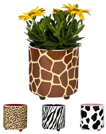 Fisura – Origineller Blumentopf mit Giraffendesign. Dekorativer Pflanzentopf aus Keramik mit Beinen für Kakteen, Sukkulenten oder Zimmerpflanzen. Stilvolle Innendeko für Zuhause, 13 x 12,5 cm.