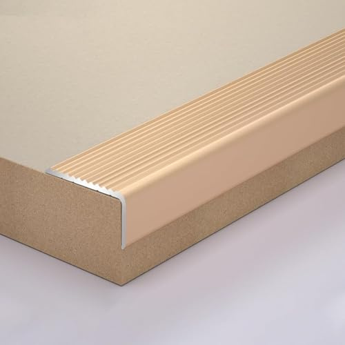 Profilo per Scale in Alluminio a Forma di L, 3 Pezzi, Profilo di Protezione angolare, Striscia di Finitura, Protezione di Sicurezza per Bordi di Scale, Impermeabile Antiscivolo - Oro || 70x3