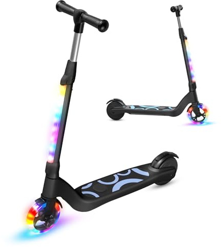 TST E Scooter Kinder für 6-10 Jahre, 5,3 Zoll E Roller Kinder | Kinderroller, Blinkende LED-Leuchten, 3 Einstellbare Höhe, 45W Motor Max 10km/h, Maximale Belastung 70kg