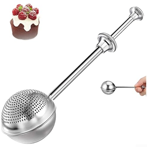 Shaker per farina in acciaio inox 304, dispenser con una sola mano per farina, zucchero e spezie, setaccio da cucina compatto, strumento da cucina con una sola mano