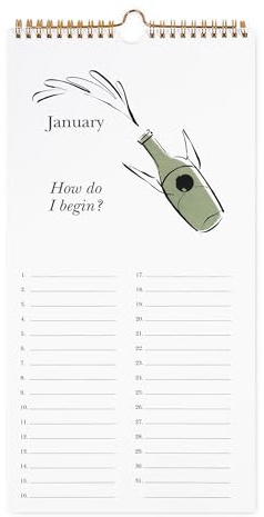 kate spade new york Perpetual Birthday & Anniversary Calendar, 16 x 8 Undated 12-Month Wall Calendar with Gold Metal Spiral & Hanger, Reusable Reminder Planner (New York Dreams)