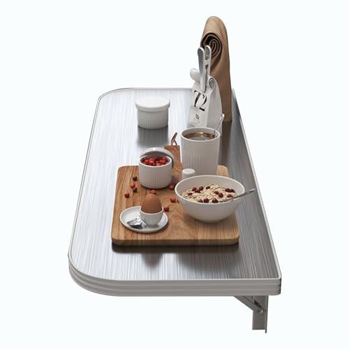 Foldable Wall Mounted Table, Foldable Breakfast Bar Table Wall Mounted Folding Drop-Leaf Table - 304 Brushed Stainless Steel, Floating Laptop Computer Desk, Kitchen Fold-Down Dining Table