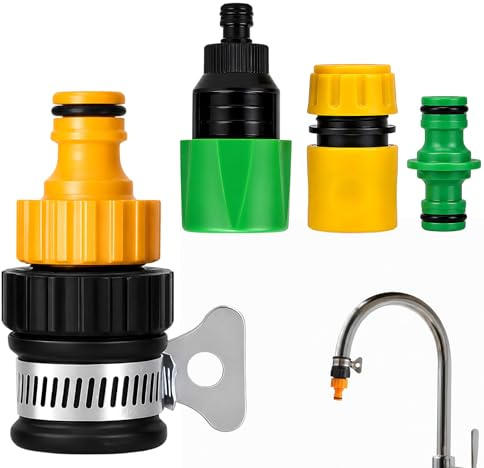 4Pcs Hose to Tap Connector, Hose Pipe Tap Connector, Tap Adapter for Hose, Universal Garden Hose Fitting Set, 4-Piece Watering System Connectors for Kitchen and Garden Use
