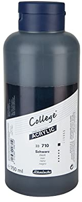 Schmincke - College Acrylic, Schwarz, 750 ml, 33 710 030, Künstler-Acrylfarben in Studienqualität, gute Lichtechtheit, Deckkraft und Mischergebnisse, seidenmatt