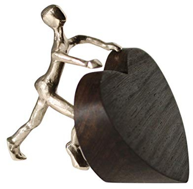 Ich schenke dir mein Herz - Design von Raimund Schmelter - Bronzefigur auf Wengeholzsockel - Format: 11cm