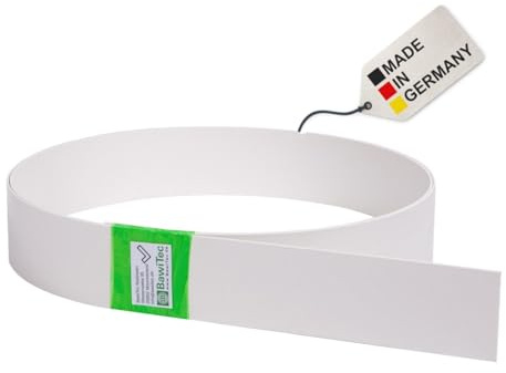 BawiTec Kunststoffleiste Flachleiste 40mm Breit 300cm Lang 2,5mm Stark Farbe weiß Kunststoff Flachprofil Rolle PVC Abdeckleiste Kunststoffprofil für Fenster,Türen,Dach,Wand