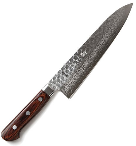 Syosaku Japanese Chef Knife Hammered Damascus VG-10 16 Layer Mahogany Handle, Gyuto 9.5-inch (240mm)