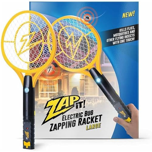 ZAP IT! Tueur de moustiques Rechargeable, Tueur de Mouches, piège à Mouches électrique 4 000 Volts de Charge USB, lumière LED Super Brillante pour Zapper dans l'obscurité (Grande)
