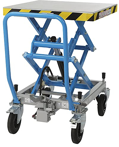 eurokraft | Doppelscheren-Hubtischwagen | Tragfähigkeit 500 kg | Hubbereich 460-1400 mm | Vollgummireifen