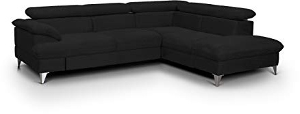 Mivano Schlafsofa David / Moderne Eckcouch mit verstellbaren Kopfteilen, Bettfunktion und Stauraum / 256 x 71 x 208 / Mikrofaser-Bezug, Schwarz