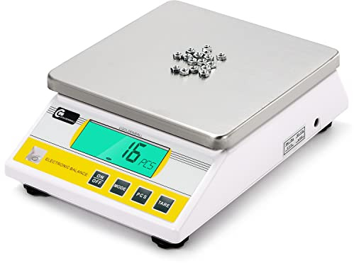 CGOLDENWALL 10kg x 0.1g Digital Precision Electronic Balance Laboratory Lab Scale Industrial Weighing and Counting Scale Table Top Scale g/ct/lb/oz/DWT/tl Multi-Units Switchable (10000g, 0.1g)