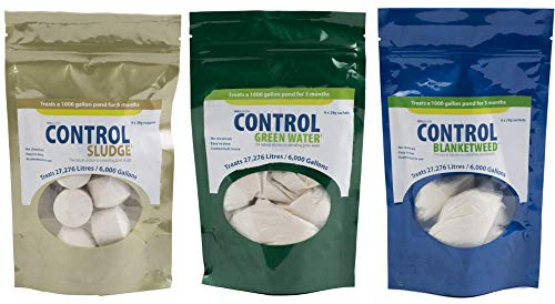 Swell Control Sludge, Green Water and Blanketweed 3 Pack. Pond Clear Water Treatment, Sludge Remover, Algae Remover and Pond Cleaner