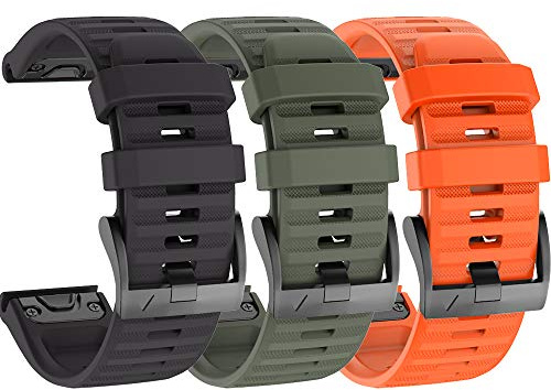ISABAKE Klockarmband för Garmin Fenix 6X/6X Pro, Fenix 5X/5X Plus, Fenix 3/3 HR, QuickFit 26mm brett Band