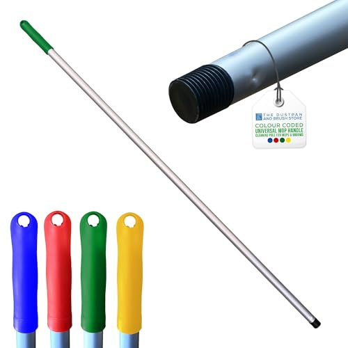 Colour Coded Mop and Broom Handle Replacement – 120cm Long Aluminium Handle Screw End, Interchangeable that Fits Most Broom and Mop Head (Green)