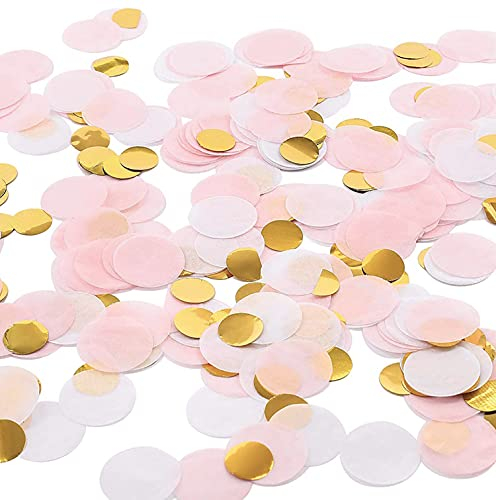 AONAT 5000 Stück Papierkonfetti, 1 cm runder Stoff-Konfetti-Tisch, Roségold, rosa Konfetti-Punkte für Hochzeit, Geburtstagsfeier, Babyparty, Valentinstag und Ballondekorationen – 50 g Rose-1