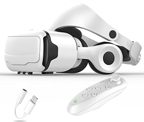 JYMYGS Gafas de Realidad Virtual, 3D VR Gafas con Controlador Bluetooth para Juegos Visión Panorámico VR Glasses para iPhone 13 Pro Max/13 Pro/13/12/11, para Samsung Galaxy S21, Huawei, Xiaomi