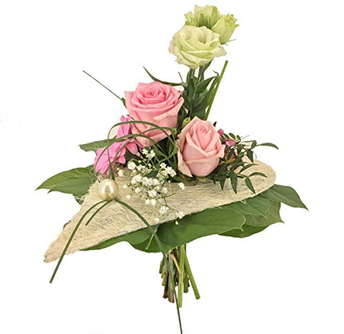 Blumenstrauß -Valentin- Blumenversand zum Wunschtermin - Rosen, Gerbera und Eustoma mit reichlich Beiwerk