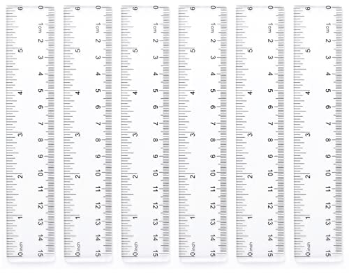 6 Stück 15cm Kunststoff Lineal, Transparent Lineal mit Metrische&Inch-Skala Lineal Präzision Messwerkzeug für Schule Büro Zuhause