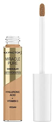 Max Factor Correttore Liquido Miracle Pure, Formula con Vitamina C e Acido Ialuronico, 24 Ore di Idratazione, 100% Vegan, Tonalità 03 Light to Medium