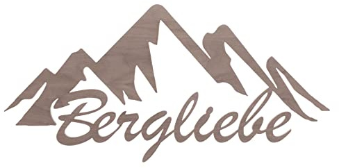 Bergliebe Wandbild | Schriftzug 3D-Deko | Nussbaum | Holz | Dekoartikel 49x23,5 cm Pohmer Design