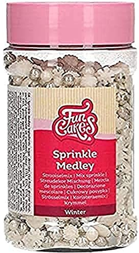 FunCakes Sprinkle Medley Zuckerstreusel, Winter, 180 g | Guter Geschmack, Perfekt zum Dekorieren von Eis, Kuchen, Cupcakes, Cake Pops, Donuts und Kekse, Sprinkle Streusel Mix