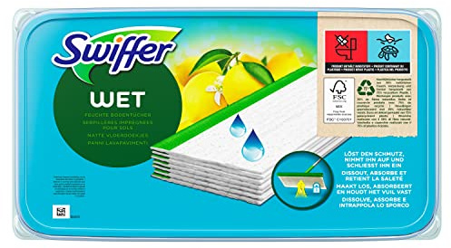 Swiffer Feuchte Bodentücher, 10 Reinigungstücher, Staubfang, reinigt gründlich und hält Schmutz, entfernt bis zu 99,9 % der Bakterien