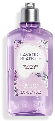L'OCCITANE White Lavender Shower Gel 250ml | Enriched with White & Blue Lavender Essential Oil | Vegan & 99% Readily Biodegradable | Luxury Body Cleanser for All Skin Types