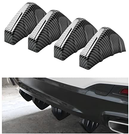 JNNJ 4 Diffuseurs de Spoiler de Pare-Chocs Arrière, Aileron de Pare-Chocs Arrière Universel, Anti-Usure Châssis Décoration Aileron Voiture (Fibre de Carbone)