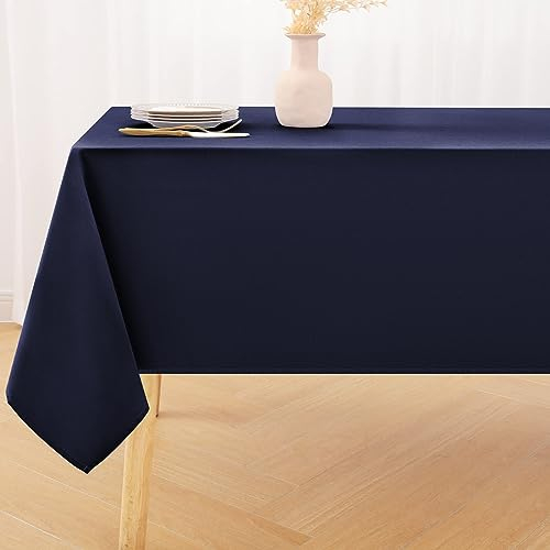 smiry Tischdecke Abwaschbar Rechteckig 100x140cm Tischtuch Polyester Wasserabweisend Lotuseffekt Tischwäsche Schmutzabweisend Abwischbare Tafeldecke für Party Küche, Dunkelblau