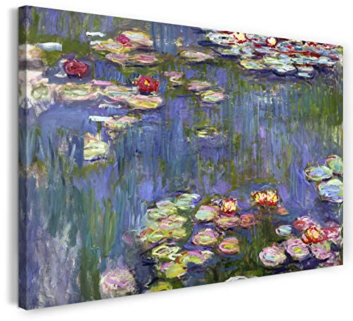 Printed Paintings Leinwandbild (40x30cm) Claude Monet: Seerosen, Leinwand auf Keilrahmen gespannt und fertig zum Aufhängen, hochwertiger Kunstdruck aus deutscher Produktion