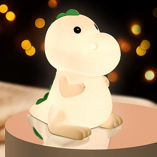 Vicukten Luce Notturna Bambini Dinosaur lampada da comodino Luci della camera da letto Dormi leggero con 7 Colori Lucina Notte, luminosità regolabili, Touch Lampada Notturna Colorata per bambini