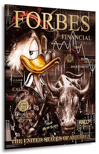 Kunstgestalten24 Leinwandbild Dagobert Forbes Money Pop Art Comic Wandbild Gemälde Pop Art Bild Kunstdruck Wand Dekoration Leinwand Wandbild Street Art Kunst Modern Deko Kunstwerk