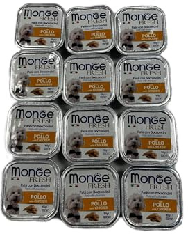 Monge Hundefutter Feuchte, frisches Huhn, 12 Behälter à 100 g