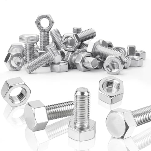 SWTYExt 20 Sätze Sechskantschrauben M8x20 mm Edelstahl Schrauben M8 | Bolzen mit Muttern, Edelstahlschrauben A2 V2A, DIN 933/ISO 4017, Außensechskant, Maschinenschrauben, Vollgewinde, für Möbel