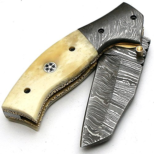 Couteau pliant - Couteau de poche fait main en acier de Damas CHA-8893