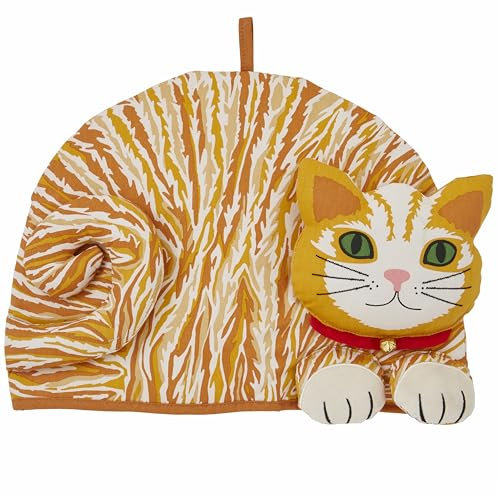 Ulster Weavers - Ginger Cat Tea Cosy (27 x 35 x 27cm) - 100% Cotton - Cat-Shaped Teapot Warmer - Cute Tea Cosy Cover - Orange