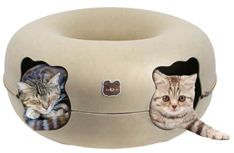 Gemütliche Katzenhöhle, Donut-Katzenhöhle, Katzen Donut Höhle Filz Katzentunnel, Waschbare Große Katzenbetthöhle, Katzenkreistunnel, Abnehmbares Katzenversteck Für Drinnen Und Draußen