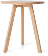 Raico Beistelltisch Rund Walnussholz Massivholz Minimales Dunkles Holz Skandinavischer Beistelltisch für Wohnzimmer Sofatisch Nachttisch-Akzent Kleiner Couchtisch aus Holz (Natürliche Eiche)