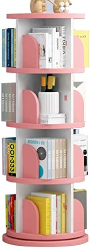 GaRcan Schwenkbarer 3/4/5-stufiger Lagerturm, 360° kreatives drehbares Bücherregal, freistehendes Bücherregal in modernem Design für den Heim- und Bürogebrauch (Rosa 50,5 x 128 cm)