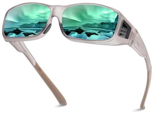 DUCO Herren und Damen Fit Over Sonnenbrille Polarisiert Unisex Brille UV400 Schutz Wrap Around Blendschutz Überbrille für Brillenträger Kleine Größe | Polarisiert Unisex Brille, UV400 Schutz, Blendschutz, Wrap Around Brille, Für Fahren Berg Klettern, Mittel & Kleine Größe