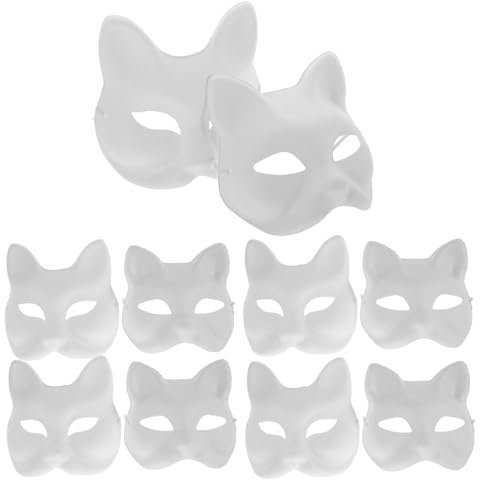 VALICLUD 10stücke Tiermasken Unbemalte Katzen Fuchsmaske Zum Selbstgestalten Für Halloween Karneval Und Kostümpartys Kreative Bastelmasken Für Erwachsene